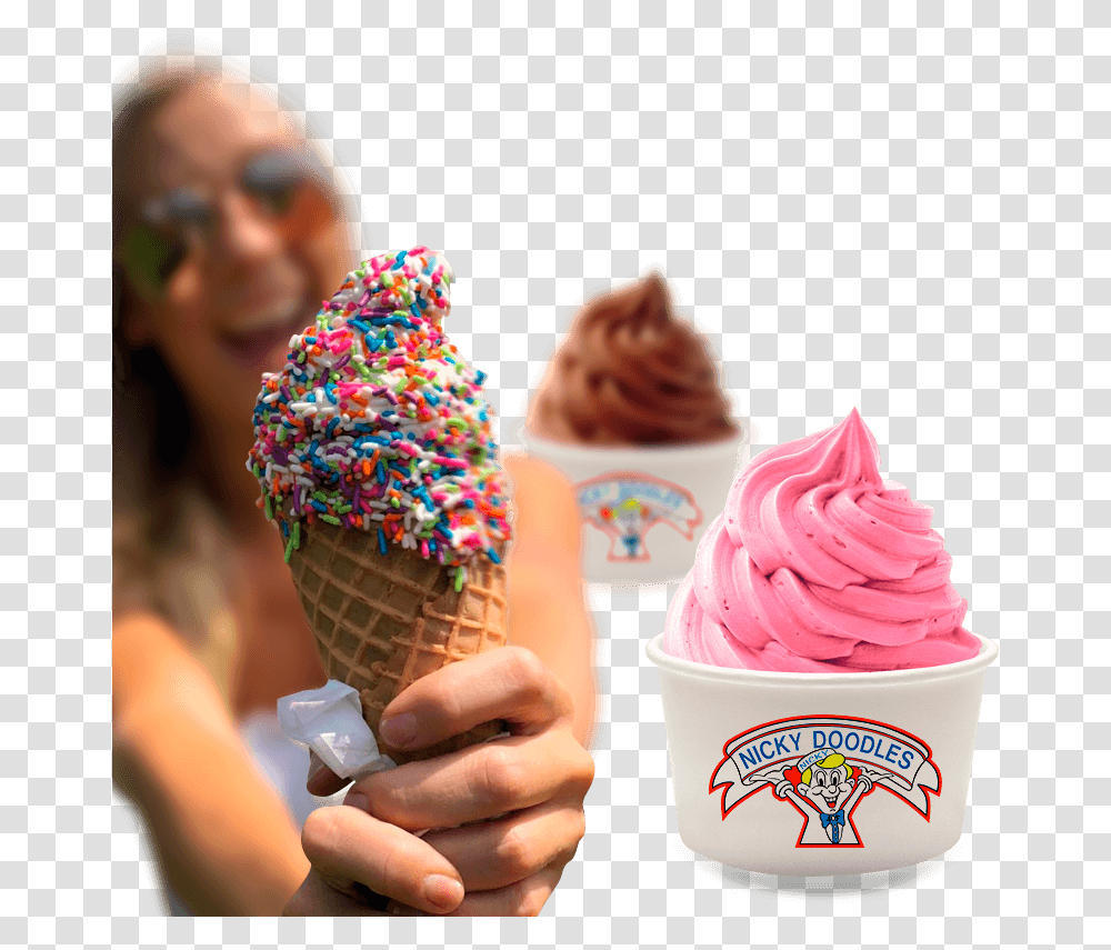 Ice Cream Cone, Dessert, Food, Creme, Person Transparent Png