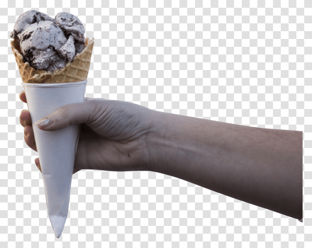 Ice Cream Cone In A Hand Image, Dessert, Food, Creme, Person Transparent Png