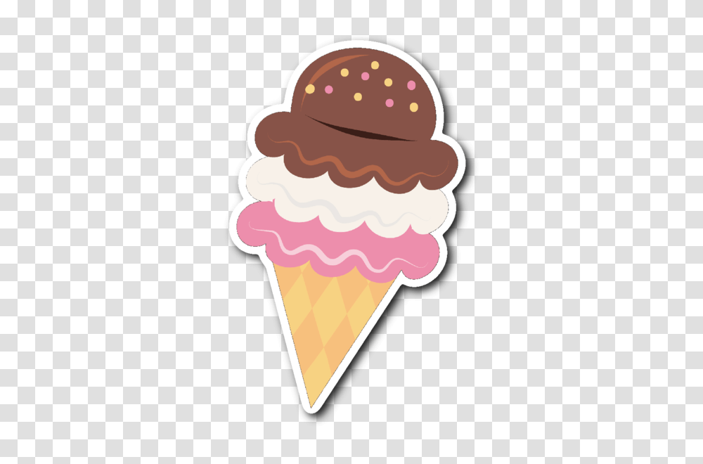 Ice Cream Cone Vinyl Die Cut Sticker J S Graphics, Dessert, Food, Creme Transparent Png