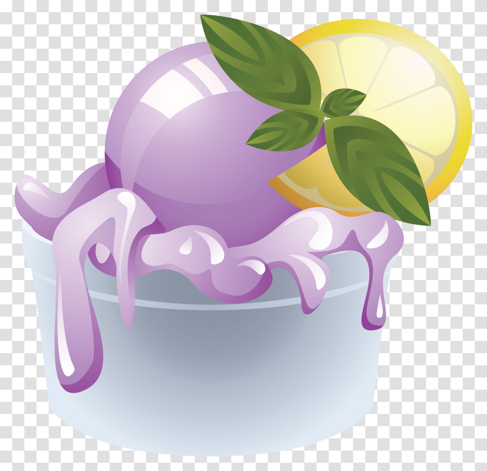 Ice Cream, Food, Plant, Fruit, Purple Transparent Png