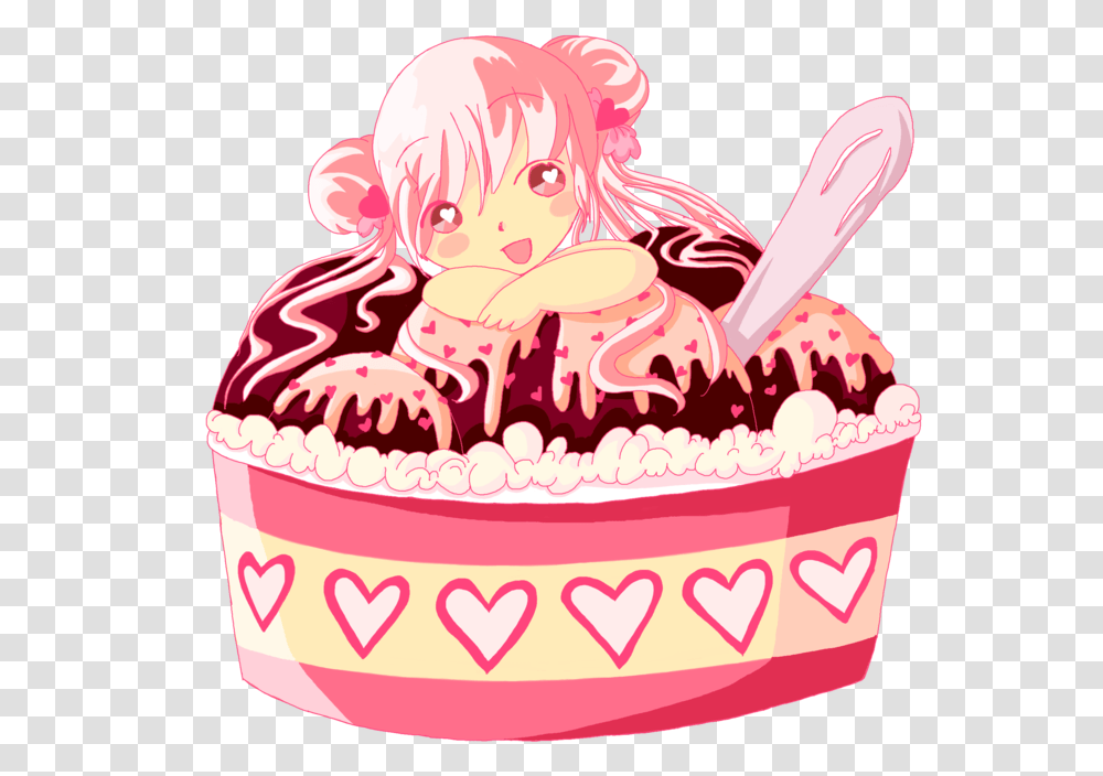 Ice Cream Girl, Birthday Cake, Dessert, Food, Label Transparent Png