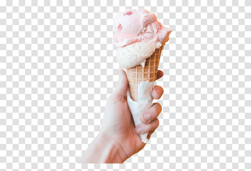 Ice Cream In Hand, Dessert, Food, Creme, Person Transparent Png