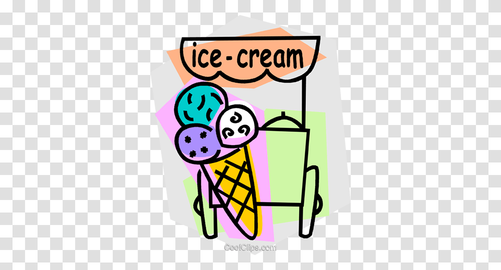 Ice Cream Stand With Ice Cream Cone Royalty Free Vector Clip Art, Poster, Advertisement, Dessert, Food Transparent Png