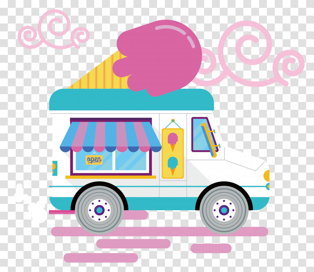 Ice Cream Truck Clipart Ice Cream Car Clipart, Minibus, Van, Vehicle, Transportation Transparent Png