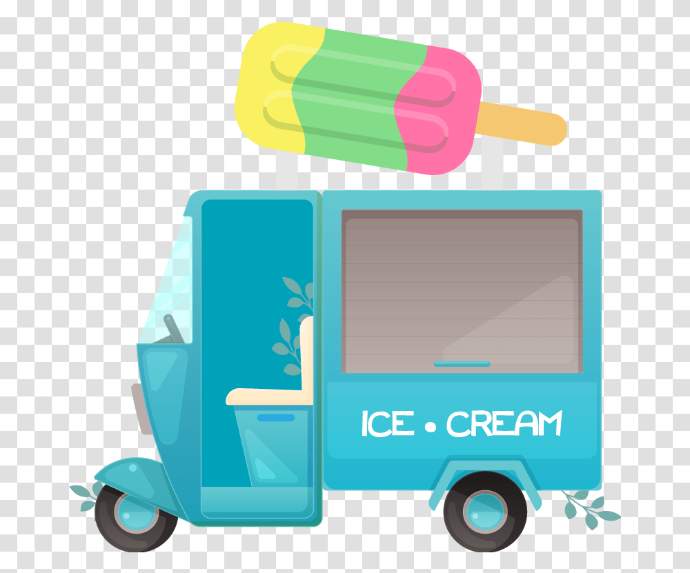 Ice Cream Truck Illustration Wall Art Decal Commercial Vehicle, Transportation, Toy Transparent Png