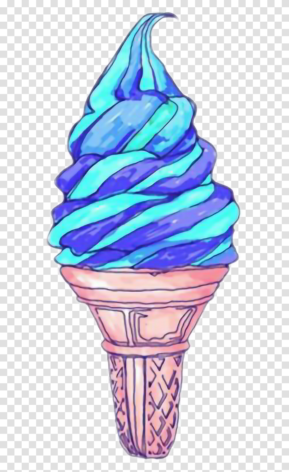 Ice Cream Tumblr Blue Ice Cream Drawing, Dessert, Food, Creme, Cone Transparent Png