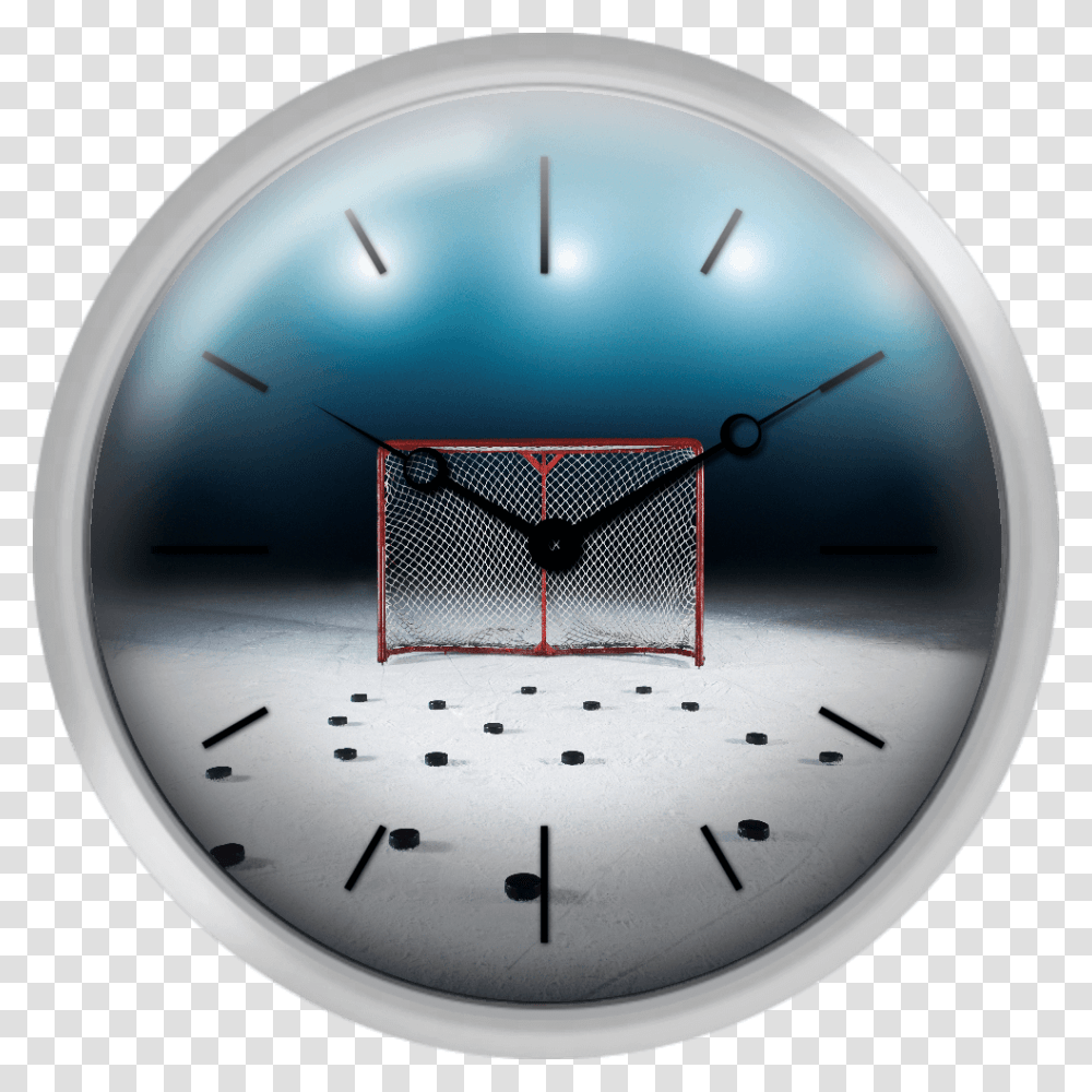 Ice Hockey Goal Surrounded By Pucks Circle, Clock, Analog Clock, Wall Clock, Clock Tower Transparent Png