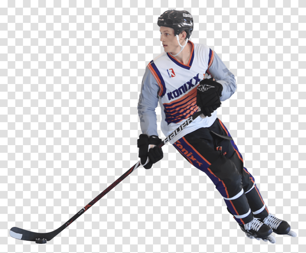 Ice Hockey Player In Full Uniform Skating On The Ice College Ice Hockey, Person, Helmet, Sport Transparent Png