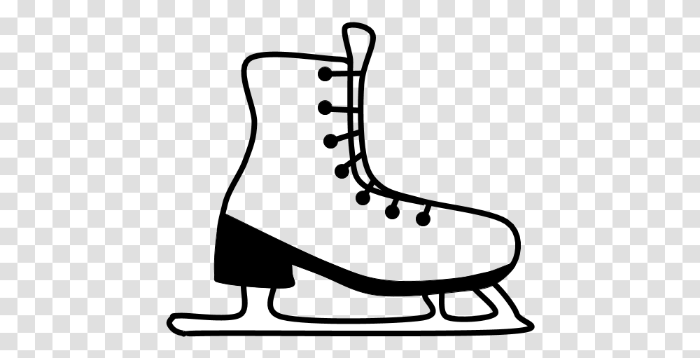 Ice Skates Plain Black And White Ice Skate, Label, Silhouette Transparent Png