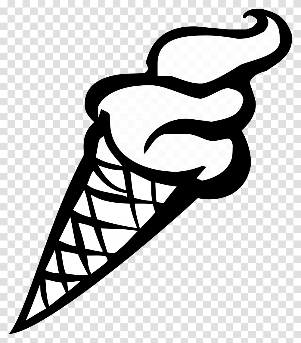 Icecream Cone Black And White Icecream Cone Black, Stencil, Lawn Mower, Tool Transparent Png
