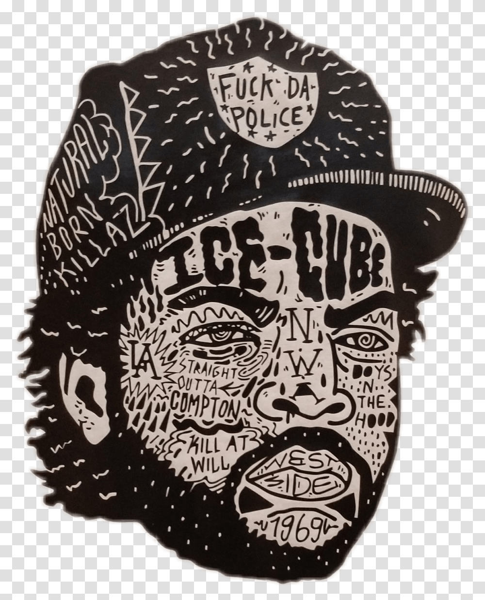 Icecube Rapper Rap Fuckthepolice Hiphop Hip Hop Art, Doodle, Drawing, Label Transparent Png