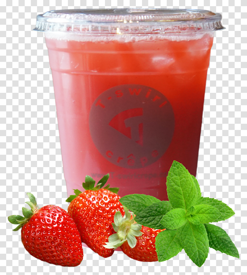 Iced Tea, Strawberry, Fruit, Plant, Food Transparent Png