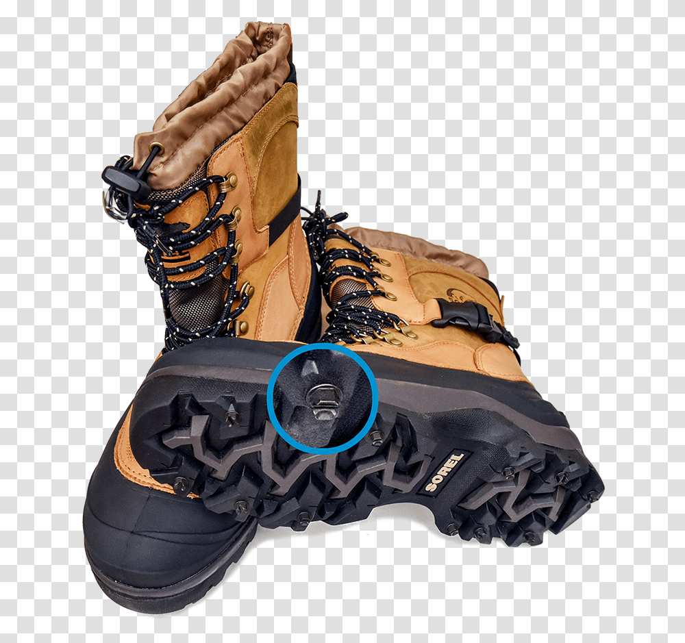 Icespikes Installed On Work Boots For Traction Ice Spikes For Boots, Apparel, Shoe, Footwear Transparent Png