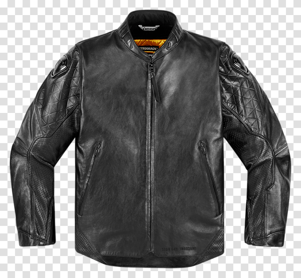Icon 1000 Black Leather Retrograde Mens Motorcycle Icon 1000 Jackets, Coat, Apparel, Leather Jacket Transparent Png