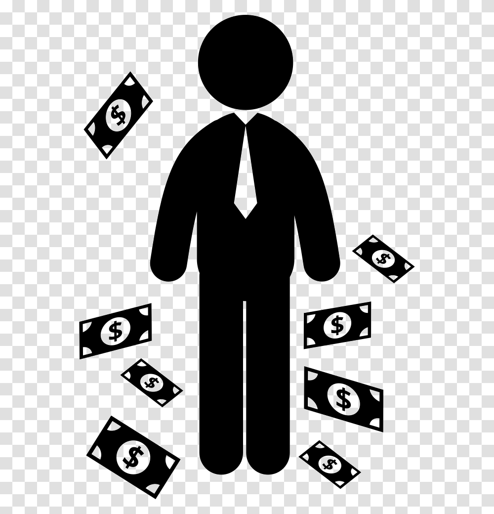 Icon Businessman With Money, Person, Stencil Transparent Png