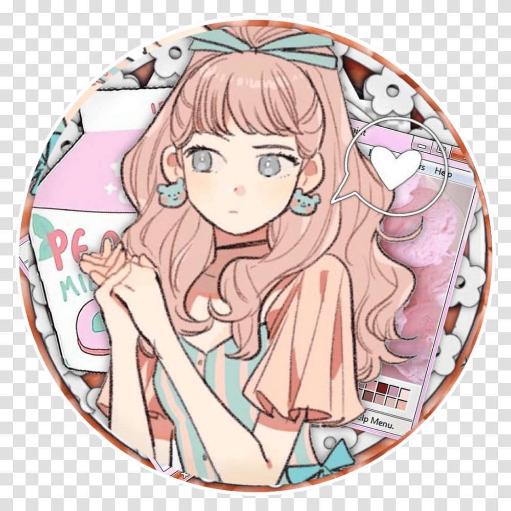 Icon Cute Orange Pink Peach Peaches Aesthetic Peach Aesthetic Icons Anime, Person, Comics, Book, Female Transparent Png