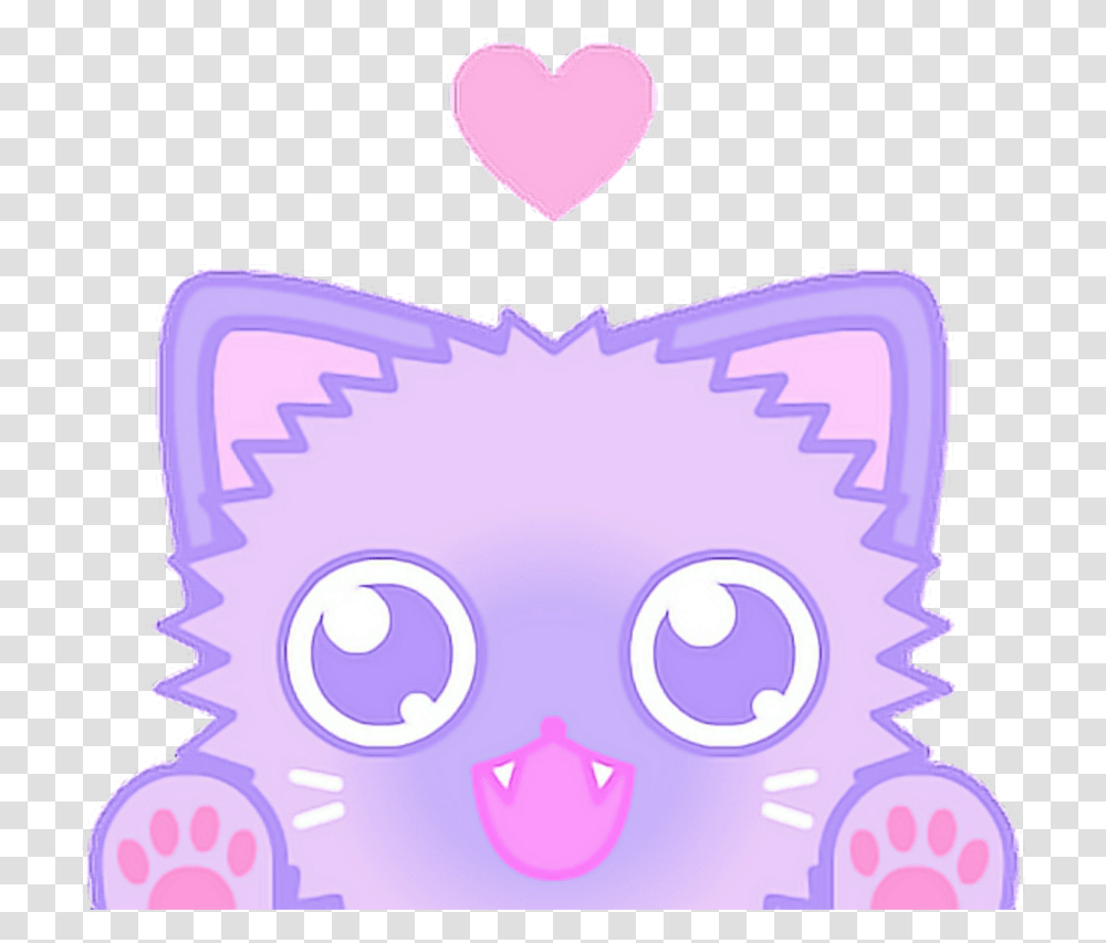 Icon Kawaii Purple Cat Icon Creator, Heart, Applique Transparent Png
