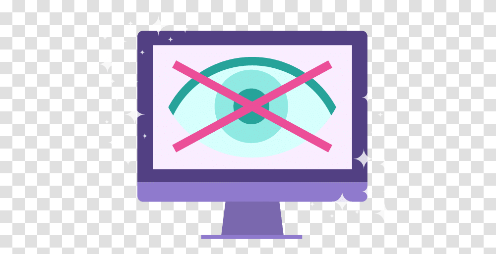 Icon Of A Computer With An Eye On The Screen With A Computer With X Through, Electronics, Monitor, Table, Furniture Transparent Png