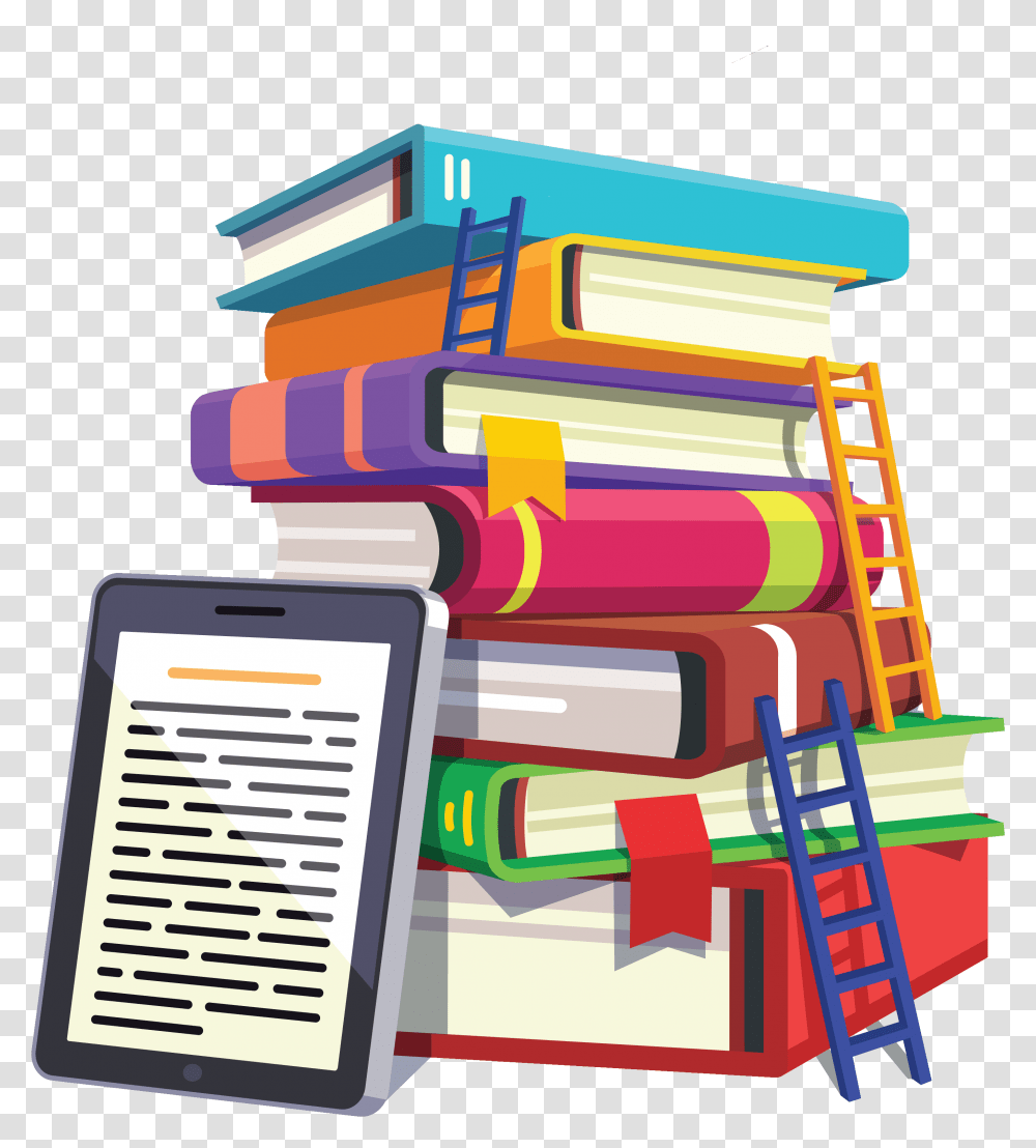 Icon Of A Stack Of Colorful Books With Ladders Leaning Colored Books Icon, Computer, Electronics, Tablet Computer Transparent Png