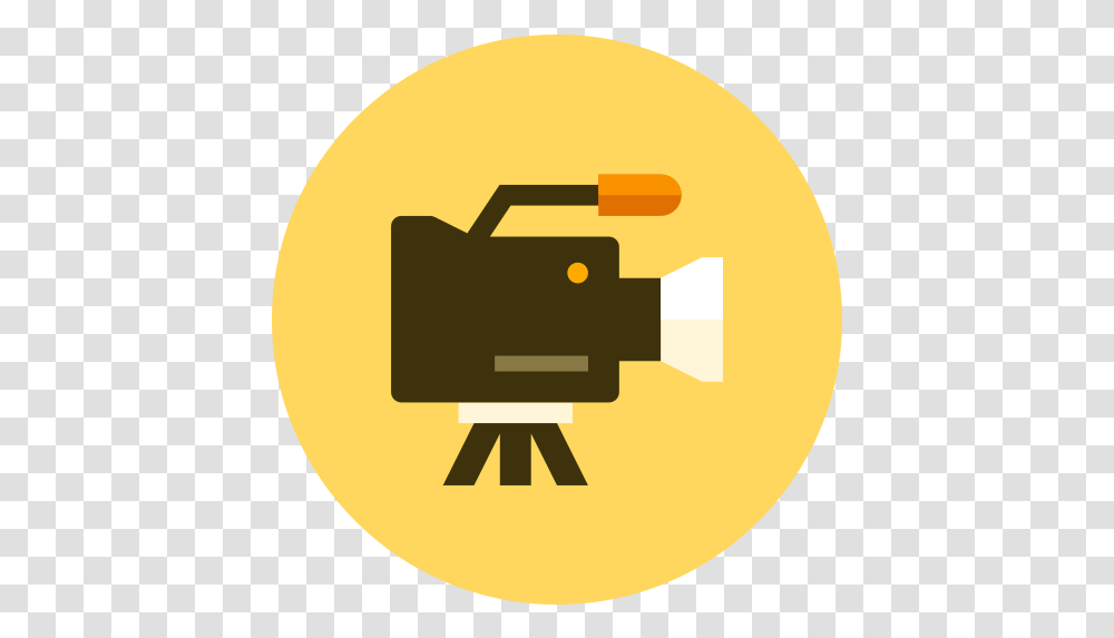 Icon Of Kameleon Yellow Round Video Icon, Lighting, Camera, Electronics, Video Camera Transparent Png