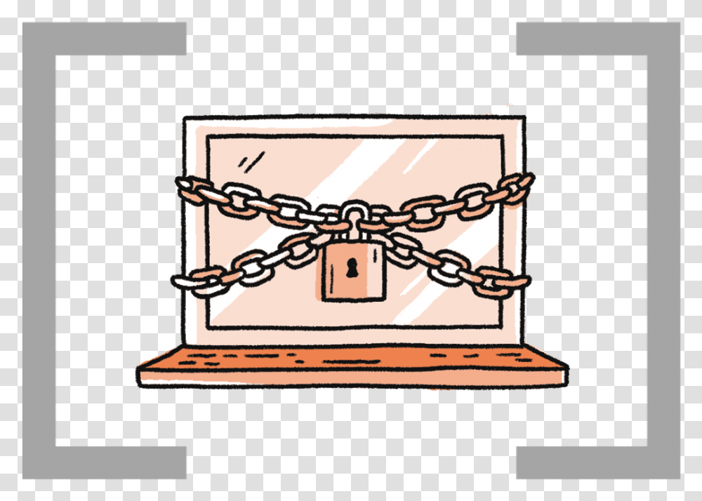 Icon Of Laptop With Padlock And Chains Around It, Security Transparent Png