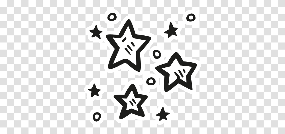 Icon Of Space Hand Drawn Black Sticker Stars Icons Black, Stencil, Symbol, Recycling Symbol Transparent Png