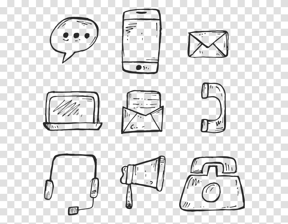 Icon Phone Hand Drawn Communication Sign Web Icon, Alphabet, Electronics Transparent Png