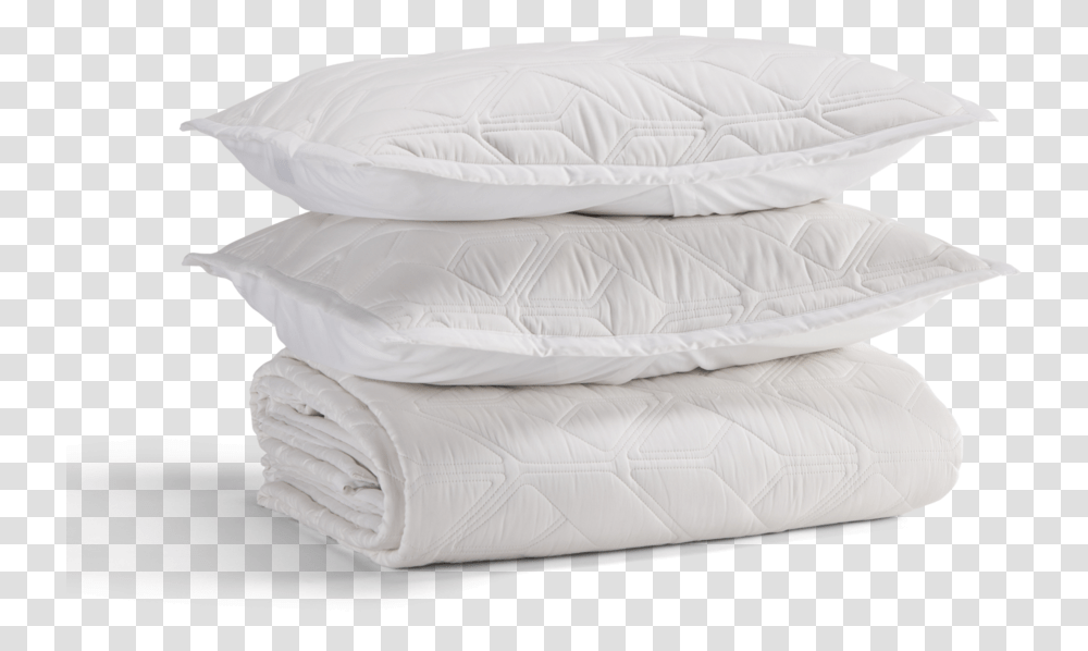 Icon Quilted Organic Cotton Comforter Set In White Solid, Pillow, Cushion, Furniture, Bed Transparent Png