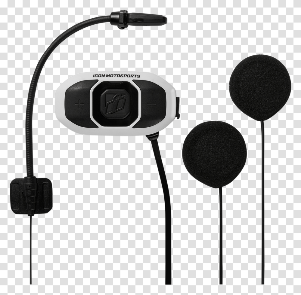Icon Rau Black White Full Face Helmet Bluetooth 4 Way Icon Rau Bluetooth Headset By Sena, Electronics, Headphones Transparent Png