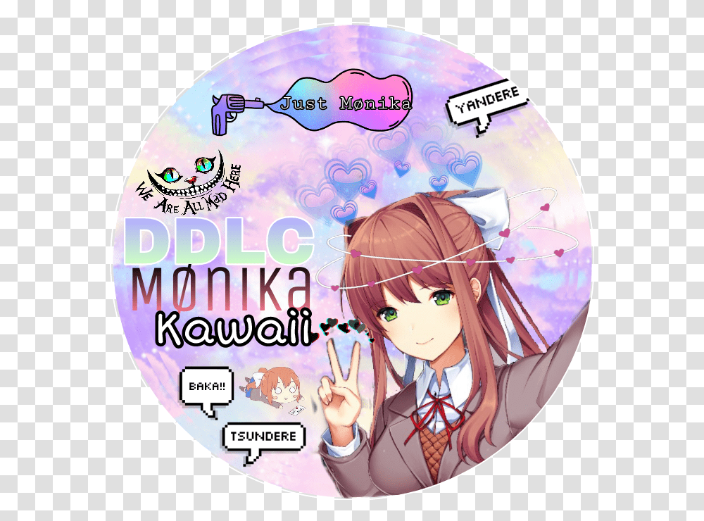 Icon Sticker By Melinaremy33gmail Monika Ddlc Pfp, Disk, Dvd, Person, Human Transparent Png