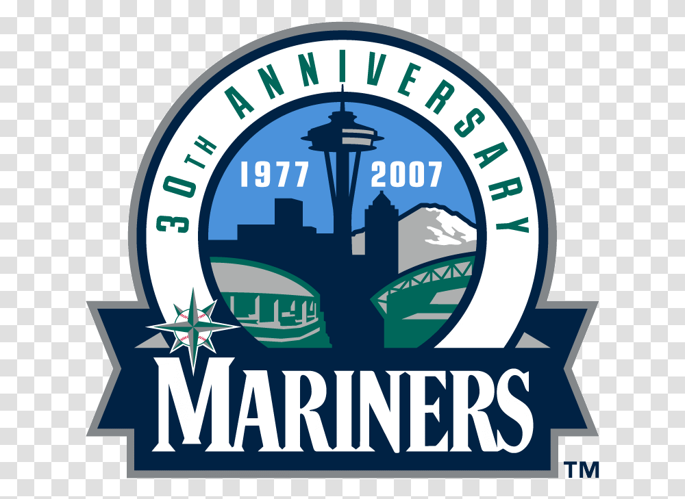 Iconic Space Needle And Seattle Logos Mariners 30th Anniversary Logo, Symbol, Text, Advertisement, Poster Transparent Png