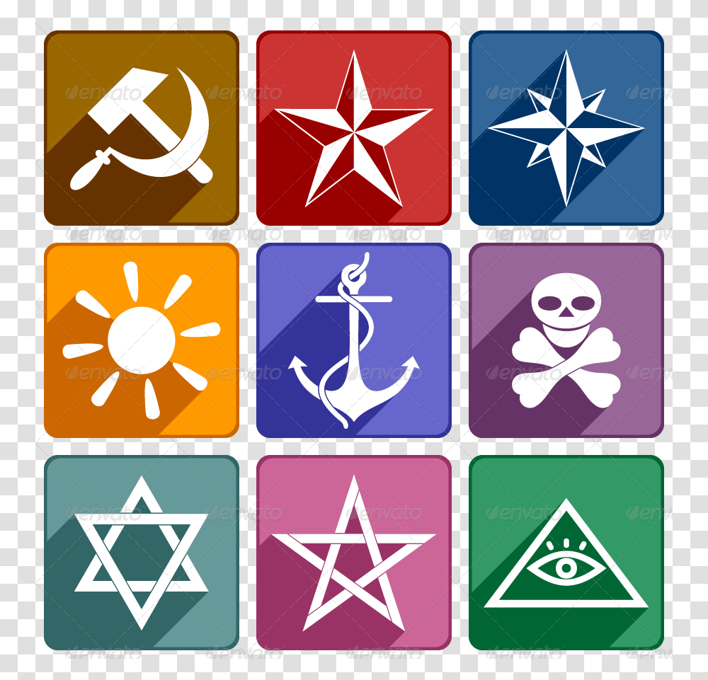 Icons Of The Different Symbols Language, Star Symbol, Road Sign Transparent Png