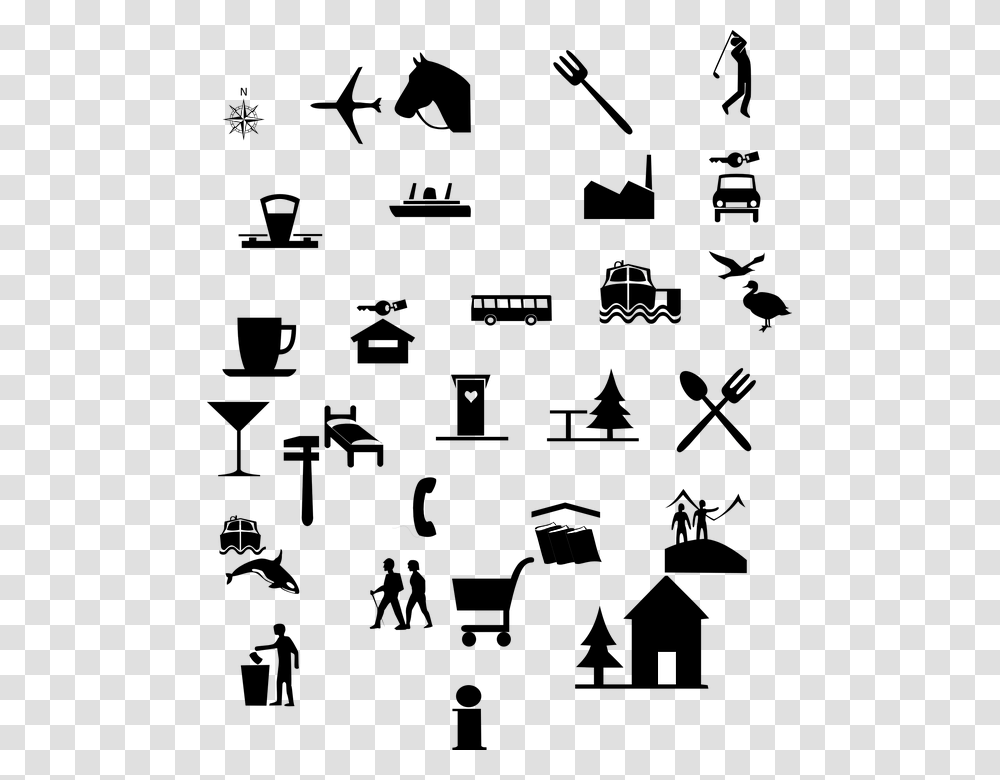 Icons Symbols Signs Set Travel Accommodations Tourism And Hospitality, Outdoors, Nature, Astronomy, Outer Space Transparent Png