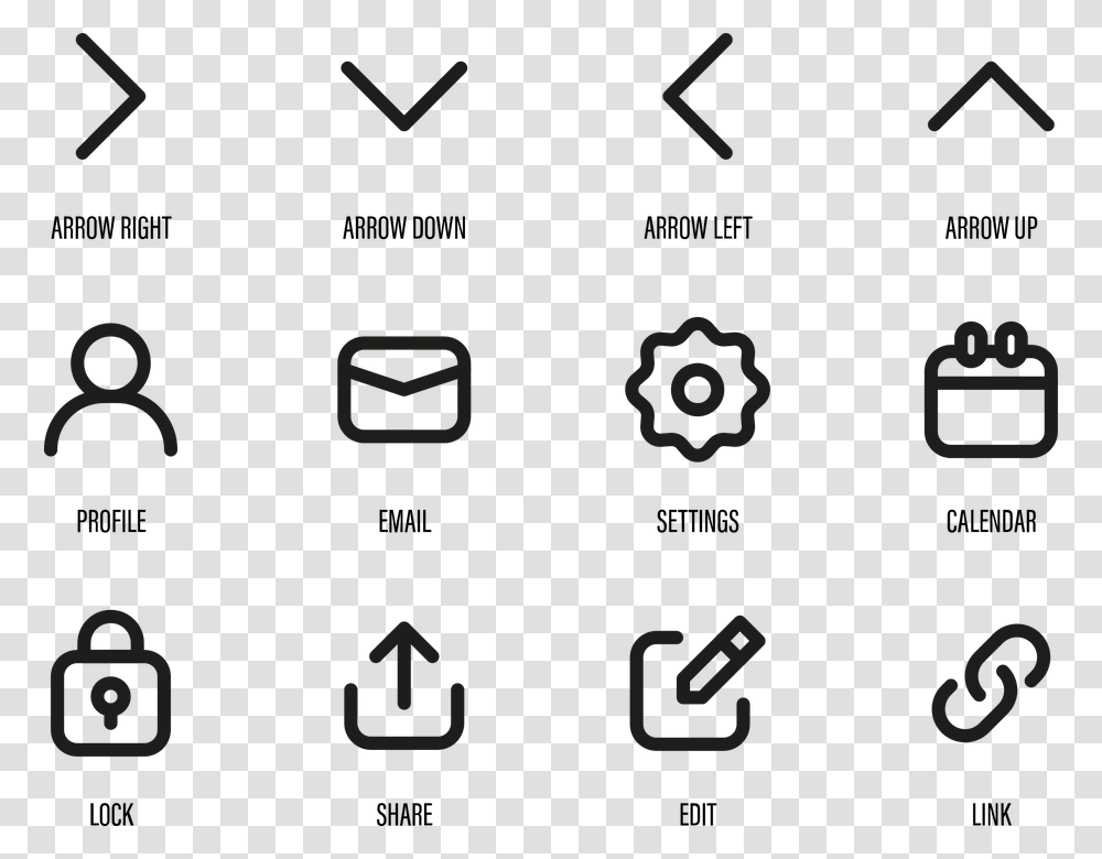 Icons Web Symbols Communication Digital Graphic Chinese Character Clipart Black And White, Number, Electronics, Cooktop Transparent Png