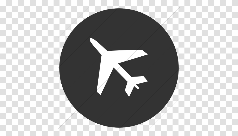 Iconsetc Flat Circle White On Dark Gray Classica Airplane Icon, Recycling Symbol, Star Symbol Transparent Png