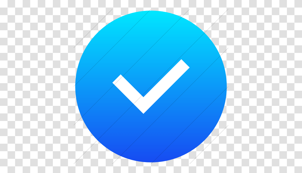 Iconsetc Flat Circle White On Ios Blue Gradient Raphael Check, Sphere, Balloon, Triangle Transparent Png