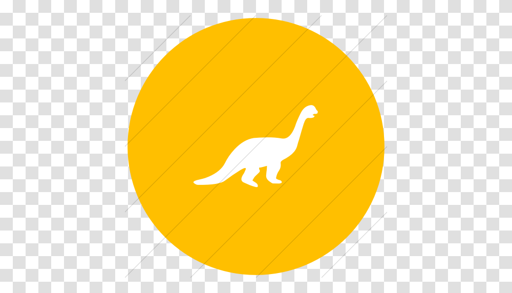 Iconsetc Flat Circle White On Yellow Animals Brontosaurus Icon, Tennis Ball, Sport, Sports, Mammal Transparent Png