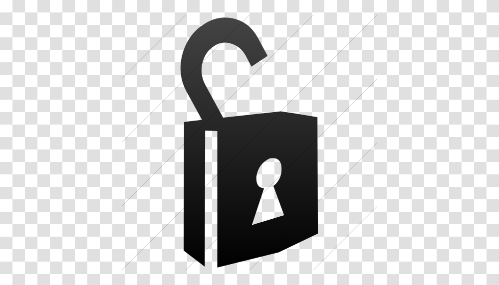 Iconsetc Simple Black Gradient Classica Unlocked Padlock, Security Transparent Png