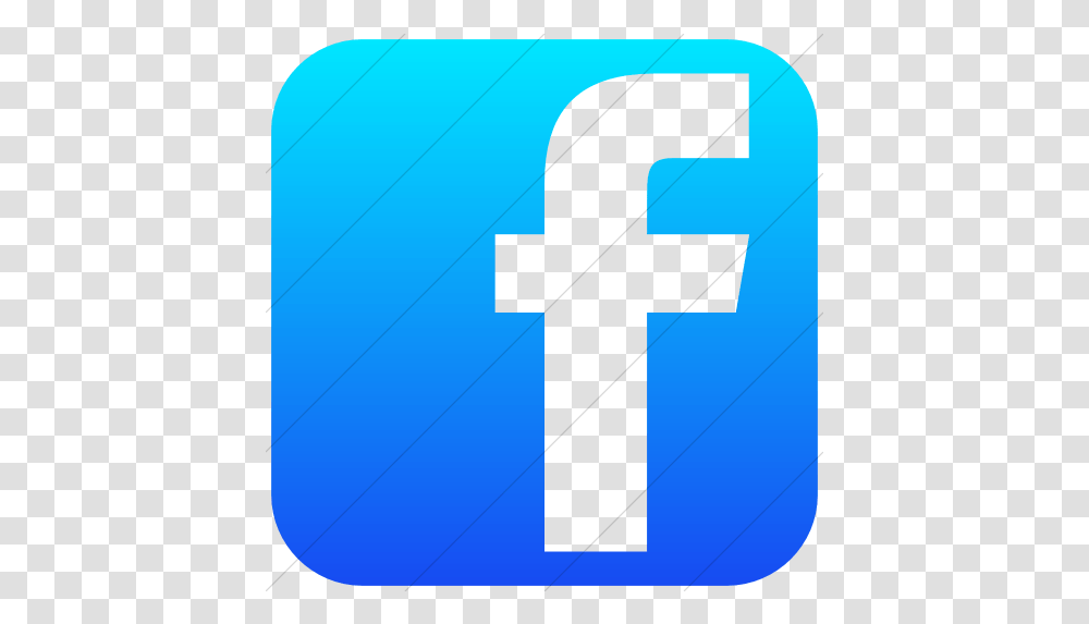 Iconsetc Simple Ios Blue Gradient Social Media Facebook Icon Ios Facebook, Text, Cross, Symbol, Number Transparent Png