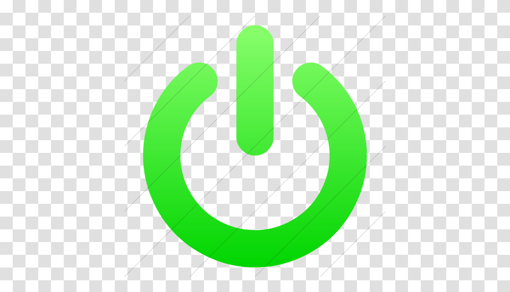 Iconsetc Simple Ios Neon Green Power Button On, Lighting, Text, Symbol, Alphabet Transparent Png