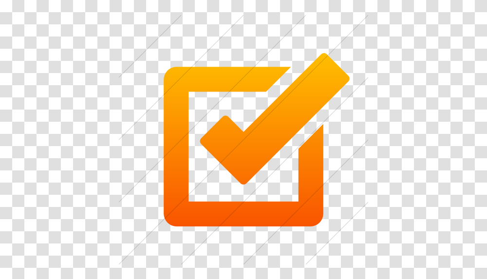 Iconsetc Simple Orange Gradient Foundation 3 Checkbox Icon Orange Tick Box, Symbol, Text, Recycling Symbol, Sign Transparent Png