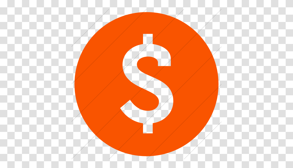 Iconsetc Simple Orange Raphael Dollar Dollar Circle, Number, Symbol, Text, Plant Transparent Png