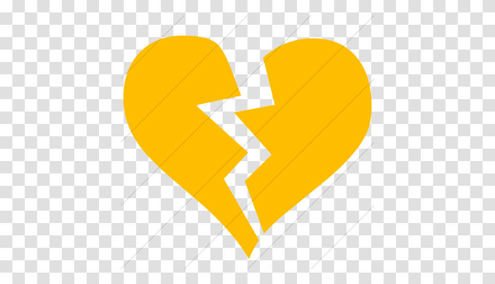 Iconsetc Simple Yellow Classica Broken Heart Icon Orange Broken Heart, Symbol, Hand, Label Transparent Png