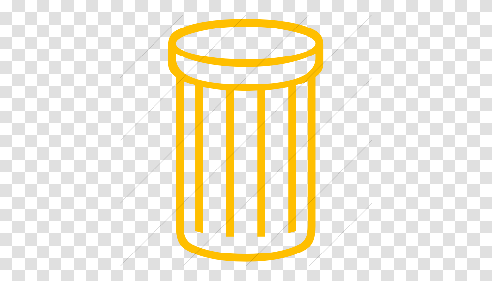 Iconsetc Simple Yellow Classica Thin Striped Trash Can Icon, Tin, Cylinder Transparent Png