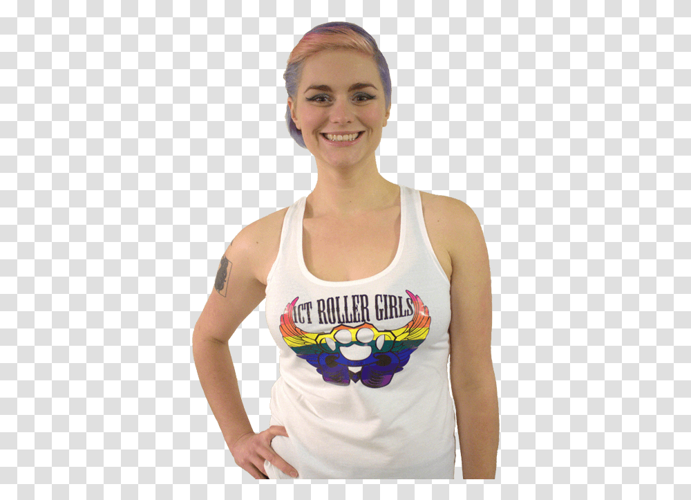 Ict Roller Girls Shirt Tank Rainbow Girl, Person, Tank Top, Female Transparent Png