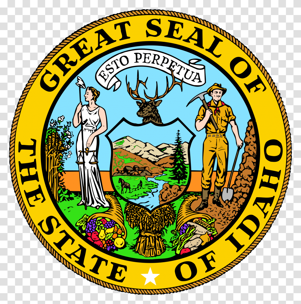 Idaho Seal, Logo, Trademark, Person Transparent Png
