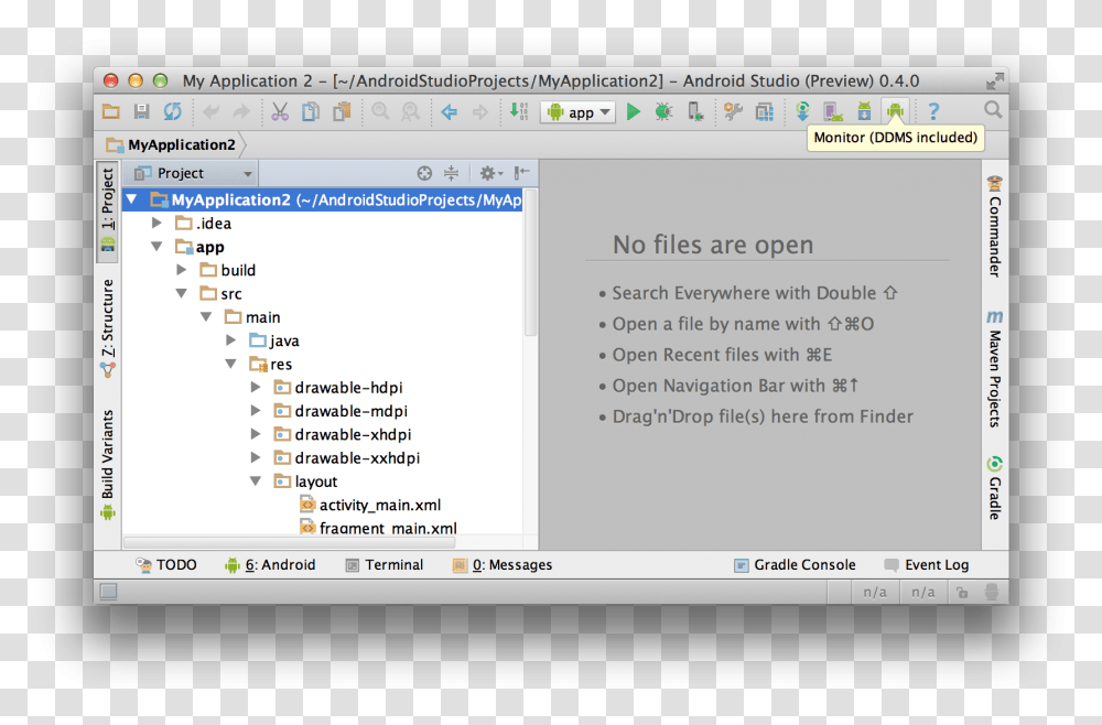 Ide Window Showing Monitor Button Add Facebook Sdk In Android Studio, Word, File, Screen Transparent Png