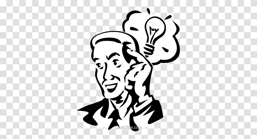 Idea Light Bulb Royalty Free Vector Clip Art Illustration Idea Light Bulb, Stencil, Person, Human Transparent Png