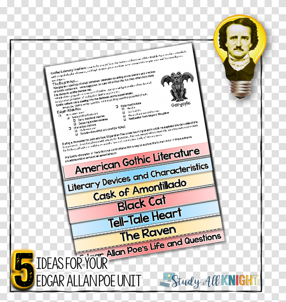 Ideas For Teaching An Edgar Allan Poe Unit In Middle Poster, Flyer, Paper, Advertisement, Brochure Transparent Png