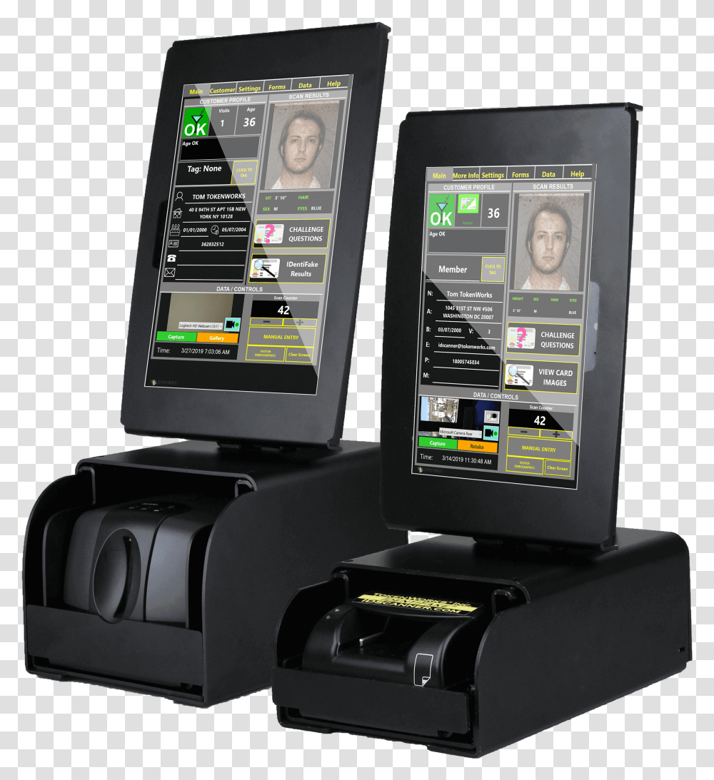 Identifake Amp Identifake Plus Fake Id Detection Scanner, Kiosk, Mobile Phone, Electronics, Person Transparent Png